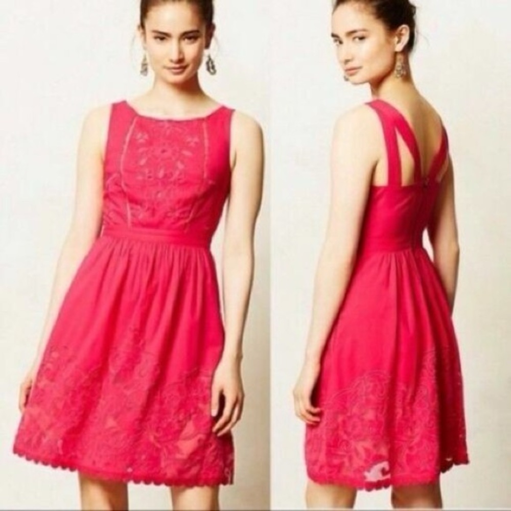 VGUC Anthropologie - size 14 - Rhododendron Pink Lace Dress
